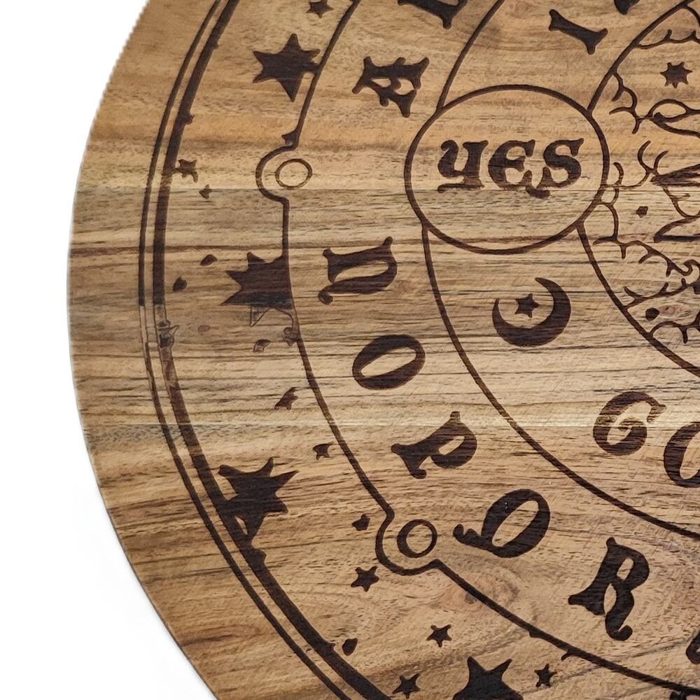 NWT Spooky Hollow 16" Solid Mango Wood Ouija Spirit Board Lazy Susan Heavy - Picture 6 of 6